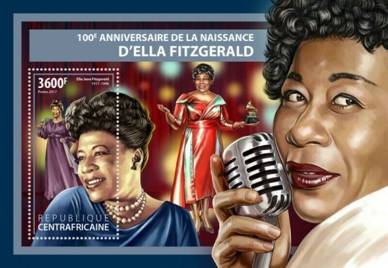 Central Africa - 2017 Ella Fitzgerald - Souvenir Sheet - CA17611b