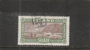 Iceland  Scott#  148  Used  (1925 Landing The Mail) w/ Revenue Cancel