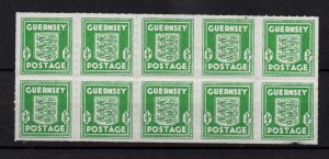 Guernsey 1941 1/2d green Occupation block of 10 MNH SG1 WS36315