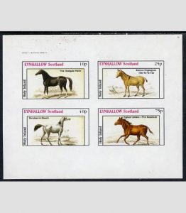 Eynhallow 1982 (Scotland) HORSES Sheet 4 values Imperforated Mint (NH)