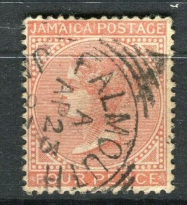 JAMAICA; 1883-97 early QV issue fine used Shade of 4d. value Postmark