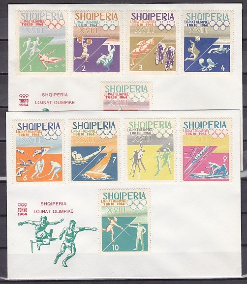 Albania, Scott cat. 754-763. Tokyo Olympics issue. First day cover. ^