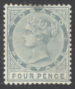 Tobago Sc# 20 MH (a) (stain) 1885 4p gray Queen Victoria