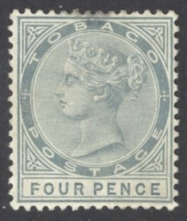 Tobago Sc# 20 MH (a) (stain) 1885 4p gray Queen Victoria