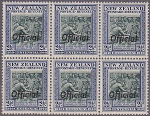 NEW ZEALAND 1940 Centenary 2½d OFFICIAL pair block of 6 MNH................A2060