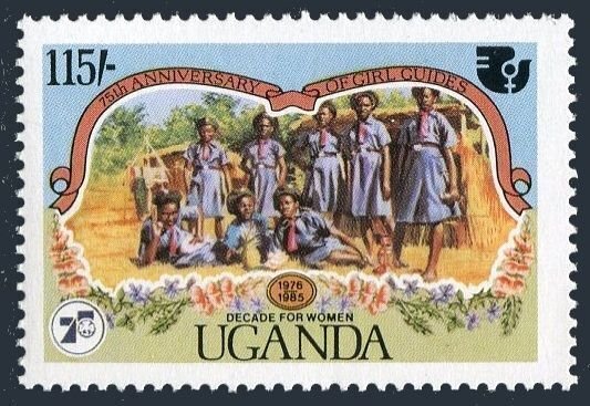 Uganda 464,468,MNH.Michel 446,448 Bl.53. Girl Guides-75.1985.Flowers.