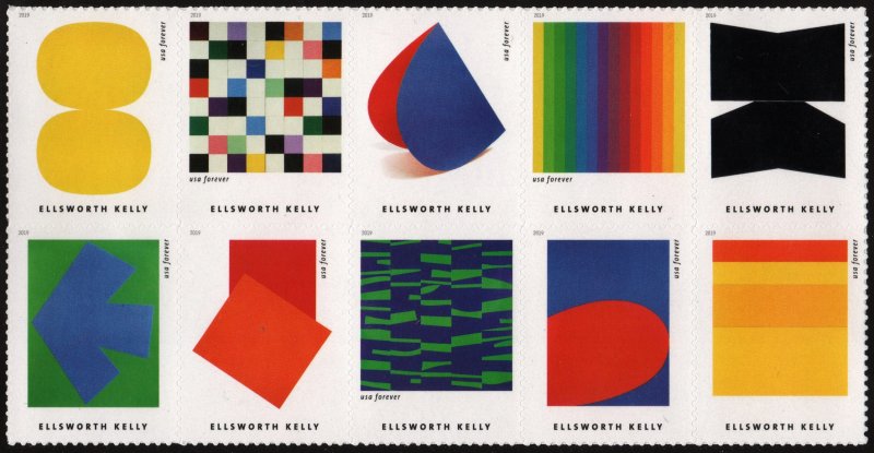 SC#5382-91 (55¢) Ellsworth Kelly Block of Ten (2019) SA