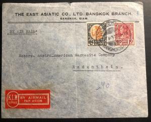 1937 Bangkok Thailand Commercial KLM Airmail Cover To Radenthein Austria