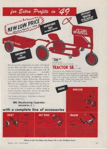 1949 - 3 toy tractor ads & 1 for lead Christmas tinsel - Ephemera 1223