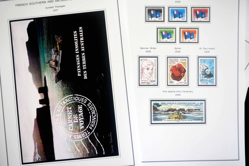 COLOR PRINTED TAAF: FRENCH ANTARCTICA 1955-2010 STAMP ALBUM PAGES (104 il.pages)