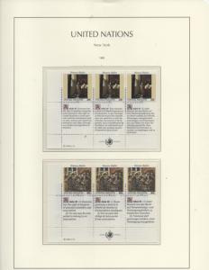 SCOTT 616-617  MNH  UN NEW YORK  inscription block of 3 1992