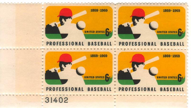 1381: Professional Baseball - Plate Block - MNH - 31402-LL