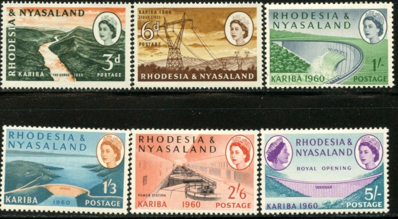 RHODESIA & NYASALAND Sc#172-177 1960 Kariba Dam Complete Set OG Mint LH