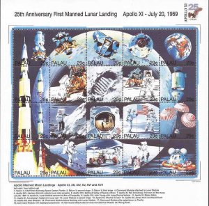Palau - 1994 First Manned Moon Landing - 20 Stamp Sheet - Scott #337