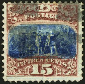 #118 15c  Brown & Blue 1869 VF Used w/Cross Roads Cancel Gorgeous CV $800+