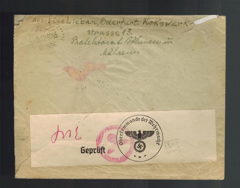 1940 Mahrisch BM Germany to Shanghai Ghetto China Cover Judaica Franz Schnied