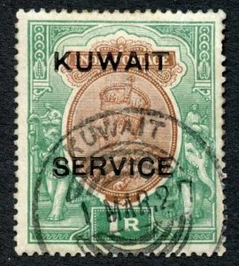 Kuwait SGO10 1r Wmk Single Star Telegraphic Cancel