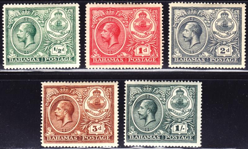 Bahamas Scott 65-69  complete set  F to VF mint OG HR.