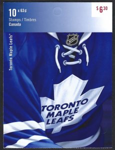 Canada #2676a 63¢ Toronto Maple Leafs (2013). Booklet of 10 stamps. MNH