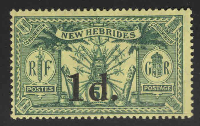 New Hebrides (British) Scott 29 MH* surchared stamp