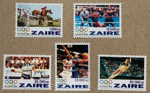 Zaire 1996 Olympics, MNH. Scott 1444-1448, CV $13.00. Sports