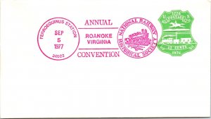 US SPECIAL EVENT POSTMARK COVER NATIONAL RAILWAY HISTORICAL SOCIETY ROANOKE 1977