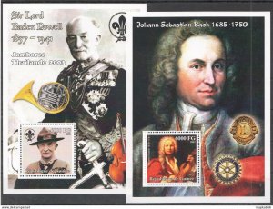 2002 Guinea Scouting Lions & Rotary Baden Powell & Bach 2Bl ** Ns0039-40