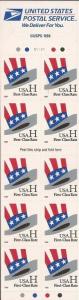 US Stamp 1998 (33c) Uncle Sam Hat H Rate 20 Stamp Booklet Pane #3268c