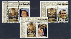 PENRHYN ISLAND COOK ISLANDS QE II 1973 Royal Wedding Set SG 53 to SG 55 MNH