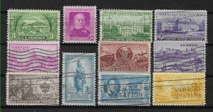 PCBstamps  1950 Commemoratives Year Set, #987-997, (11 var), used, (4)