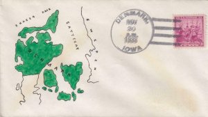 1938, Denmark, Iowa, Gladys Alder Hand Painted Cover (36643)