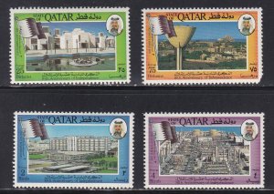 Qatar #  699-702, Independence 16th Anniversary, NH, One Damaged,  1/3 Cat.