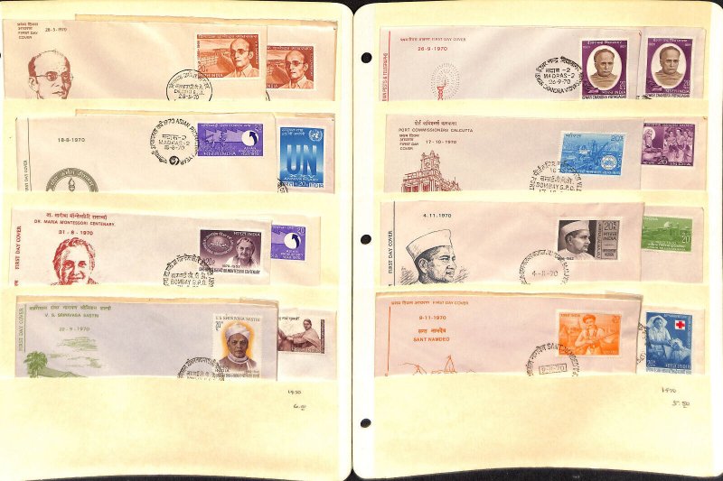 India Stamp Collection, 60 Different FDC Covers, 1954-1972