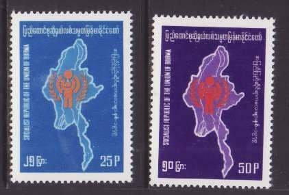 Burma-Sc#273-4- id9-unused NH set-Maps-IYOC-1979