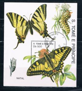 St Thomas and Prince Islands 1041 Souvenir Sheet Used Butterflies (S0150)