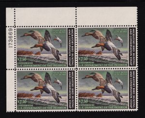 1982 Federal Duck Stamp Sc RW49 VF MNH plate block Durland CV $60 (G7