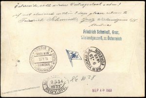 Austria 1933 Catapult Schleuderflug Cover Haberer 143Au LP Airmail Cachet 96747