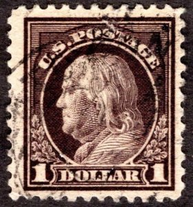 1917, US $1, Benjamin Franklin, Used, Heavy offset on back, Sc 518