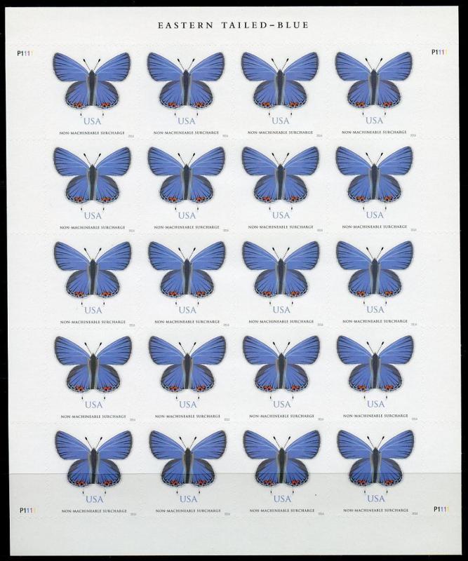 United States 2016: Eastern Tailed-Blue Butterfly sheet  non-machineable surch