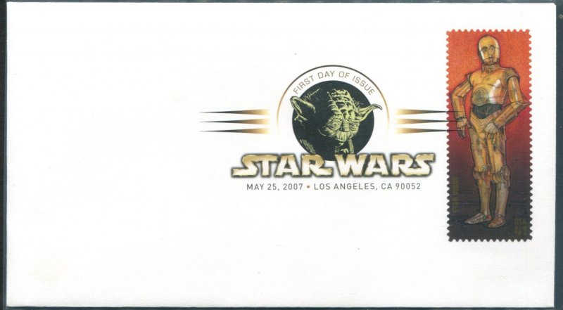 4143g US 41c Star Wars: C-3PO SA, FDC colored postmark