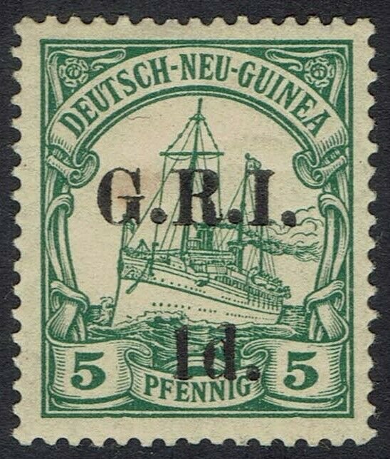 GRI NEW GUINEA 1914 YACHT 1D ON 5PF 6MM SPACING 