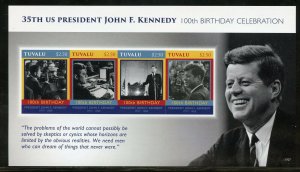 TUVALU 2017 100th BIRTHDAY OF PRESIDENT JOHN F. KENNEDY  IMPERF SHT II  MINT NH