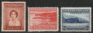 Newfoundland Sc #208-210 Mint Hinged