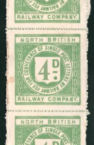 GB Scotland NBR RAILWAY Letter Stamps BLOCK OF THREE 4d Mint MNG RSB119