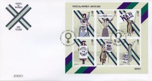 Jersey 2018 FDC Votes for Women Women's Suffrage 6v M/S Cover Voting Stamps