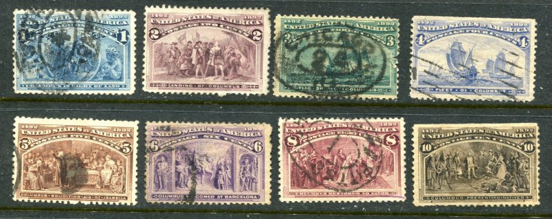 19th Century selection COLUMBIANS 230-237 (8 Diff)