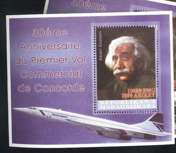 MADAGASCAR SHEET SPACE EINSTEIN CONCORDE AVIATION