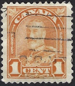 Canada #162 1¢ King George V (1930). Orange. Very fine centering. Used.