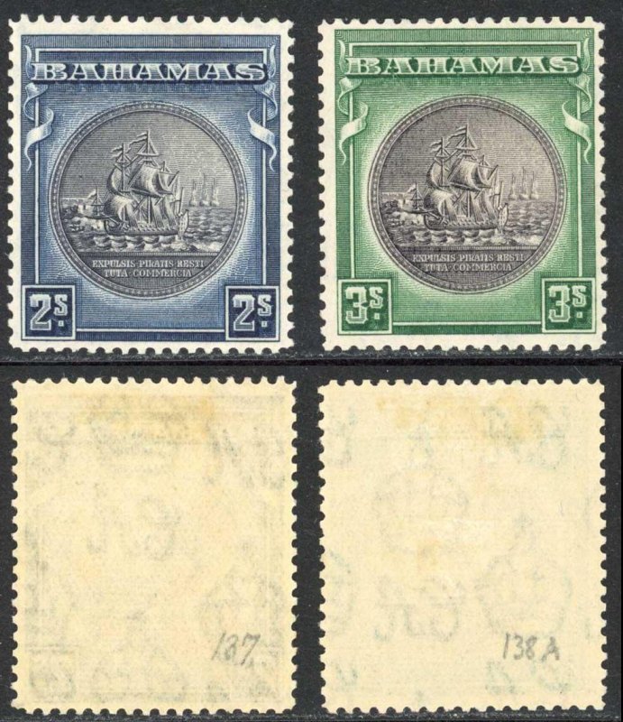 Bahamas SG131a/2b 1931 2/- and 3/- m/m