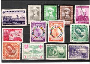 Dominican Republic  13 all different, canceled, hinged issue